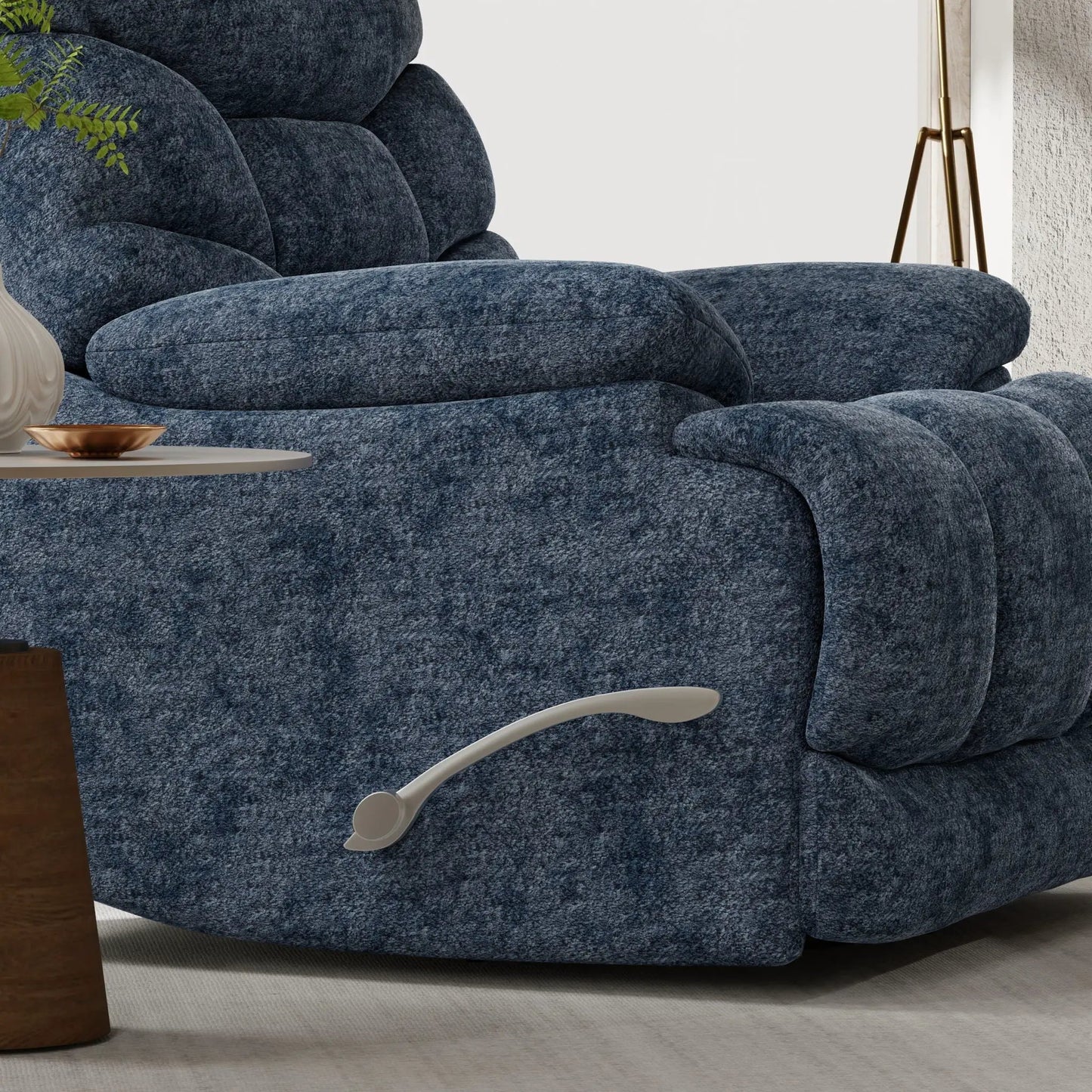 Swivel Glider Recliner in blue textured fabric by Unique Piece Furniture for cozy seating on Tampa Home & Garden Store