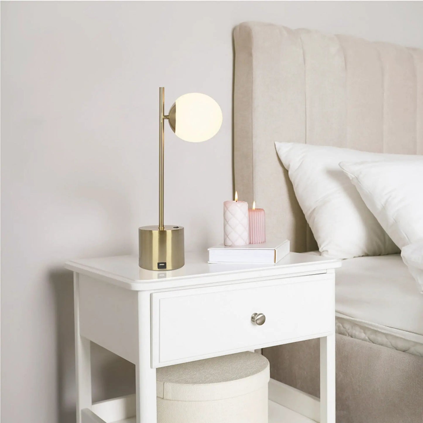 Ethereal Modern Small Table Lamp With Globe Shade