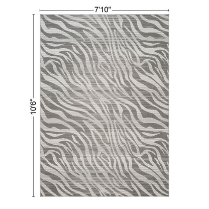 Gray zebra-pattern area rug by HouseOfZazla with ultra-soft fibers on Tampa Home & Garden Store