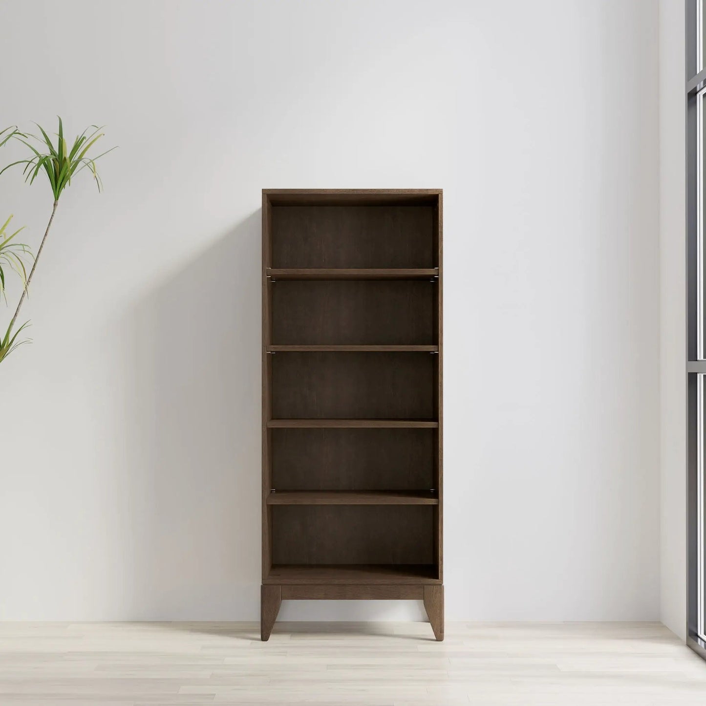 Harper handcrafted bookcase with storage in dark wood finish, tall open shelves on Tampa Home & Garden Store