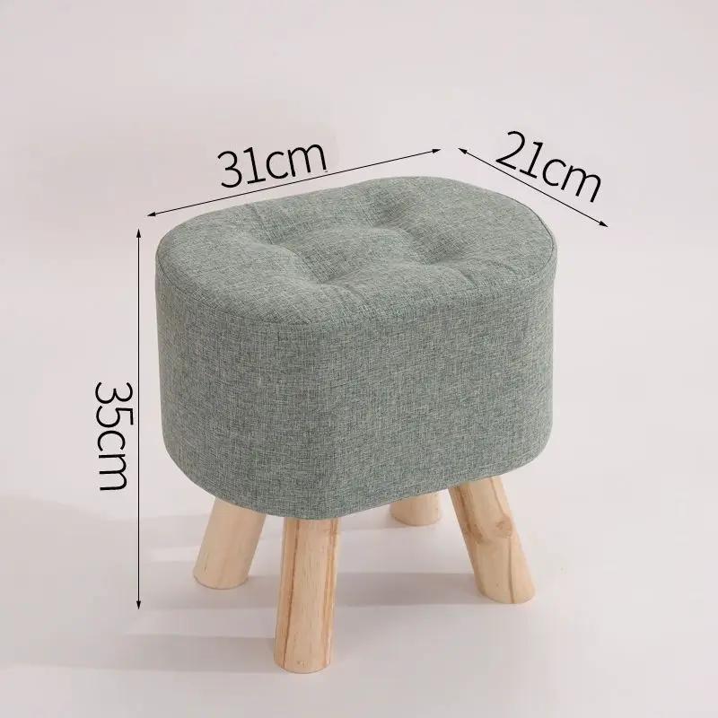 FLIPSTYLEZLLC Nordic fabric bench stool teal-gray tufted top, natural wood legs, 35cm tall on Tampa Home & Garden Store