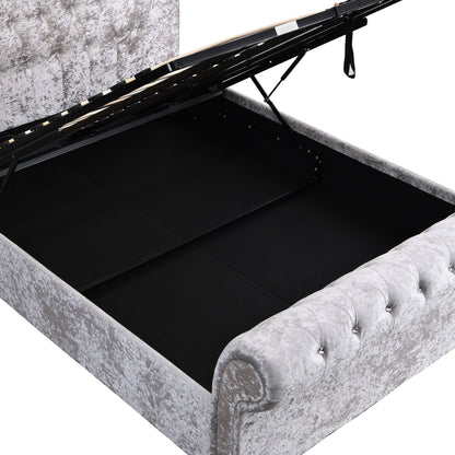Hartfried queen size beige upholstered storage bed with liftup storage by HouseOfZazla on Tampa Home & Garden Store