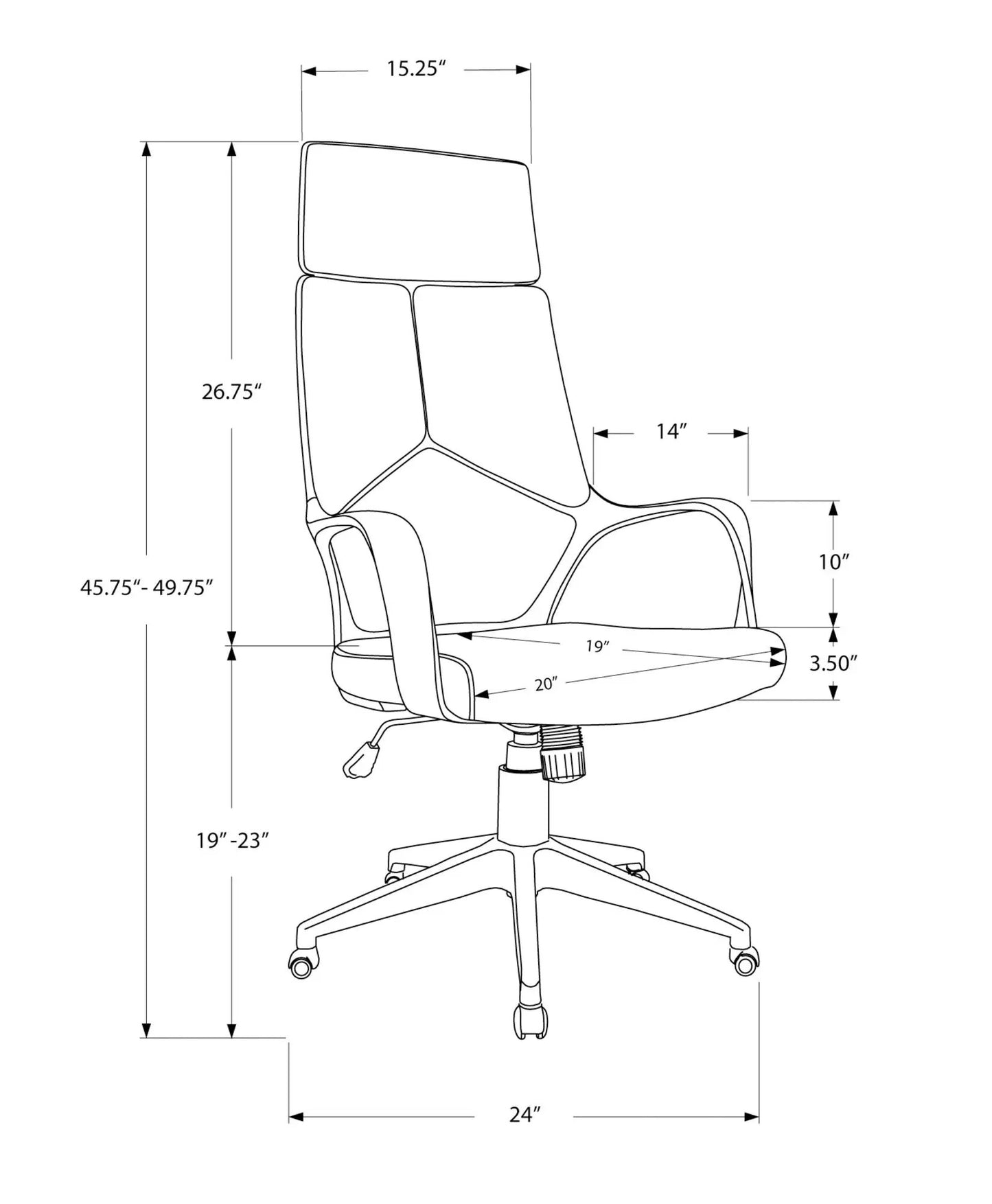 Office swivel chair line drawing with adjustable height and armrests by Unique Piece Furniture on Tampa Home & Garden Store