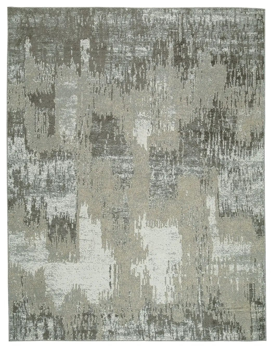 Arriston Washable Rug 8x10 Beige Abstract Design