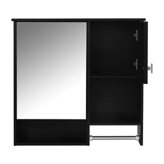 Medicine cabinet: modern wall mount with mirrored left panel and black right door on Tampa Home & Garden Store