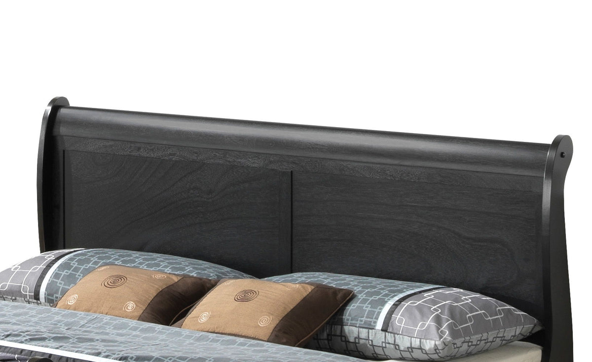 Panel Sleigh Bed in dark wood finish with paneled headboard by HouseOfZazla on Tampa Home & Garden Store