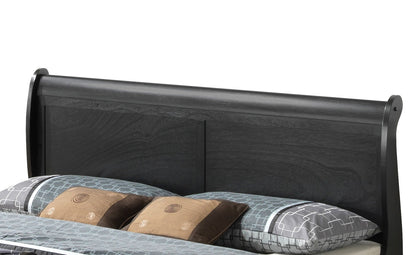 Panel Sleigh Bed in dark wood finish with paneled headboard by HouseOfZazla on Tampa Home & Garden Store