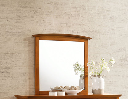 Elegant wall mirror with natural wood veneer curved top frame by HouseOfZazla on Tampa Home & Garden Store