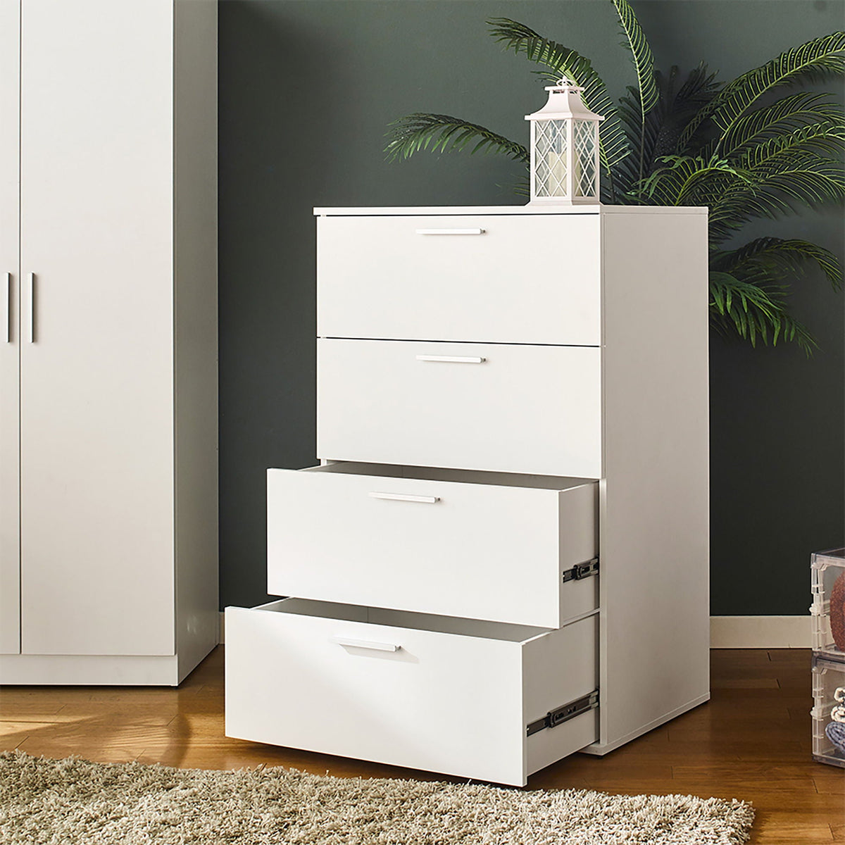 Oliver Farmhouse Jumbo Chest with 4 drawers, white finish, accent chest by HouseOfZazla on Tampa Home & Garden Store