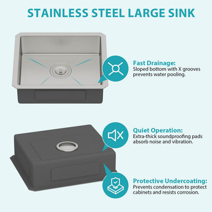 Modern Deep Single Bowl and Stainless Steel Sink