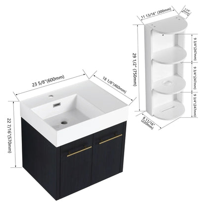 Modern Wall Mounted Vanity with Resin Sink Rack