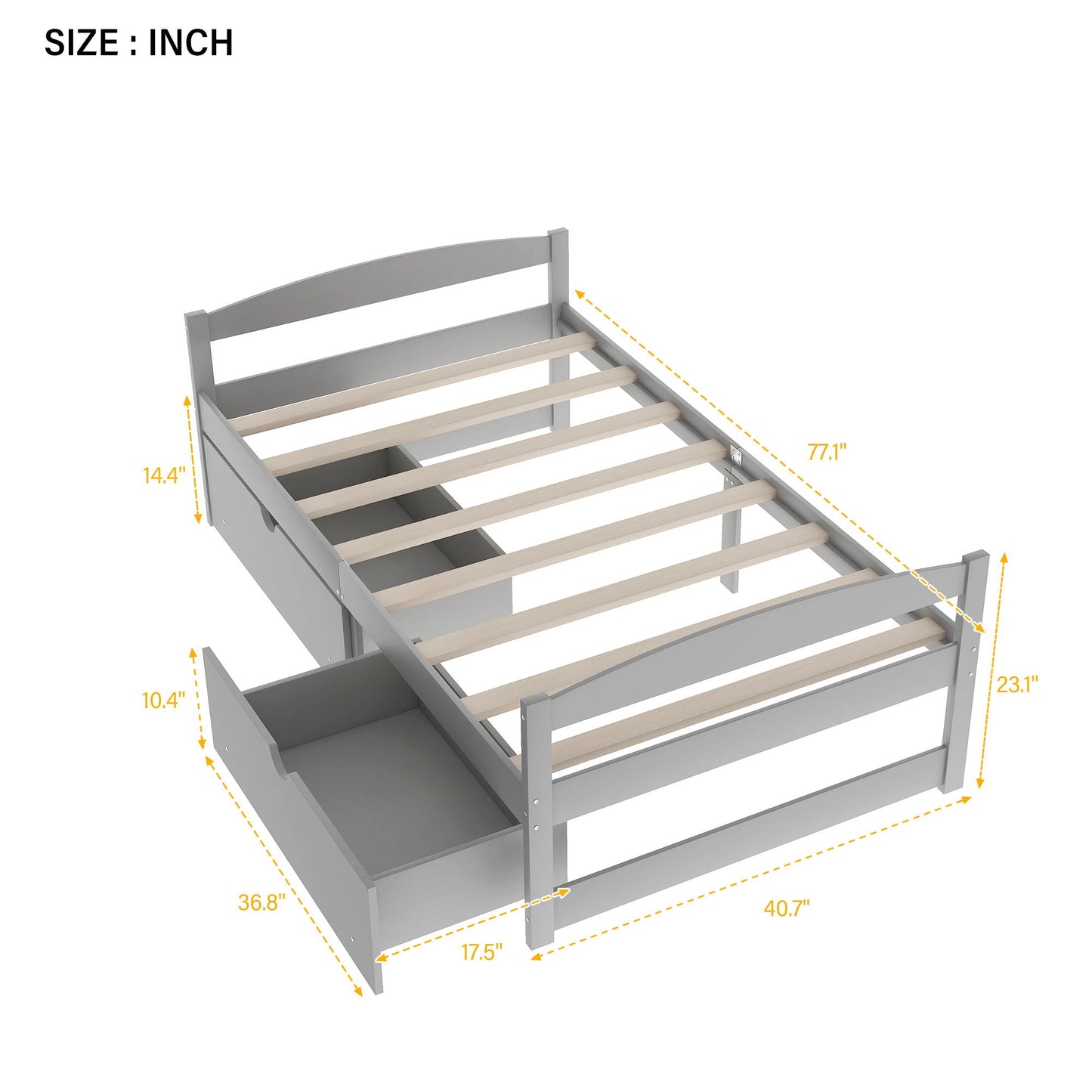 Platform bed with 2 drawers gray frame by HouseOfZazla storage beds Storage Bags on Tampa Home & Garden Store