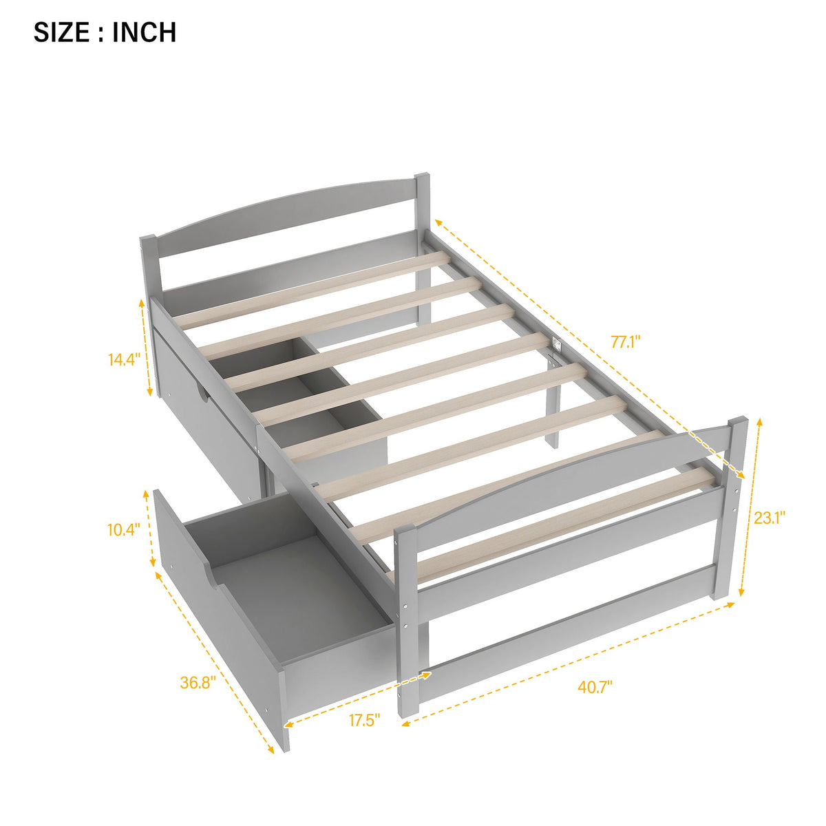 Platform bed with 2 drawers gray frame by HouseOfZazla storage beds Storage Bags on Tampa Home & Garden Store