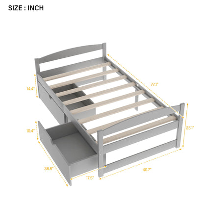 Platform bed with 2 drawers gray frame by HouseOfZazla storage beds Storage Bags on Tampa Home & Garden Store