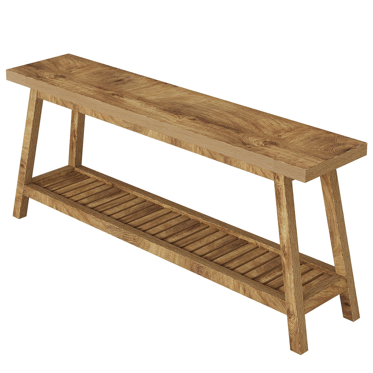 Extra Long Console Table with 2-Tier Open Storage brown wood farmhouse style HouseOfZazla on Tampa Home & Garden Store