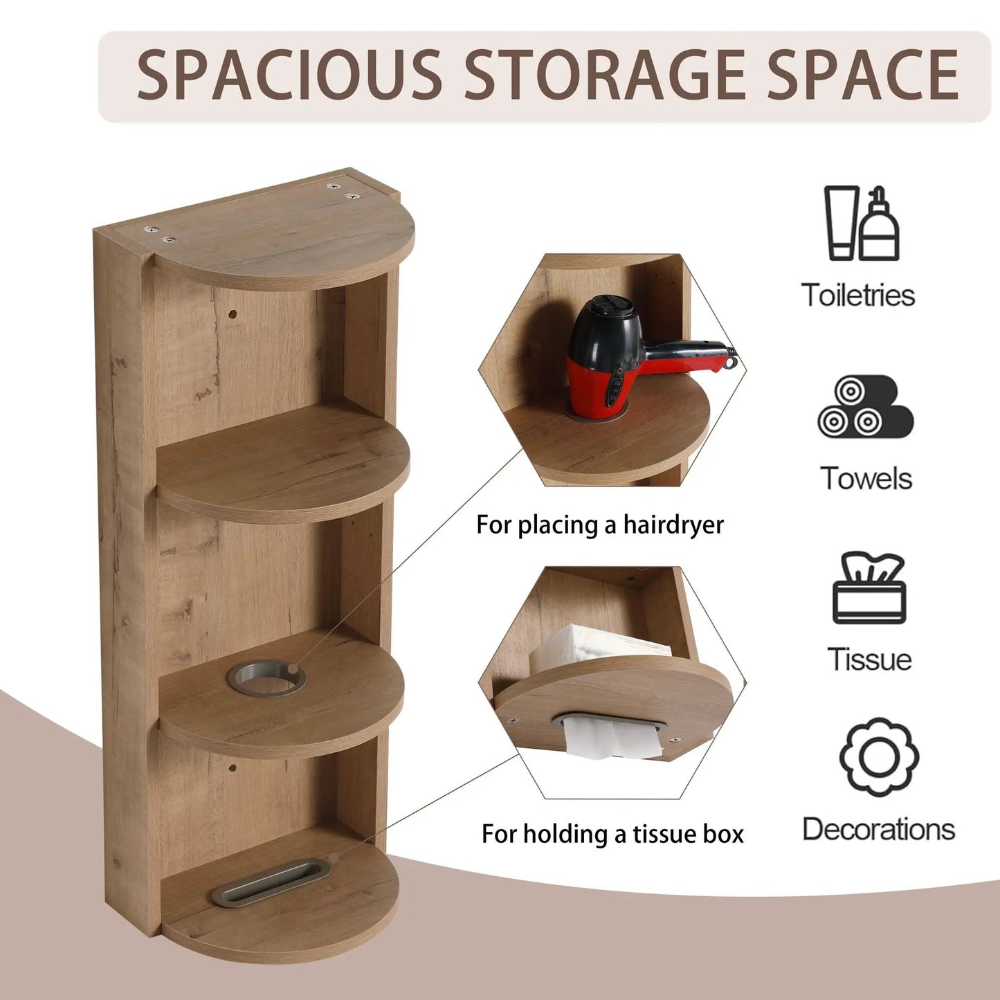 Bathroom Wall Storage Rack With Float Mount