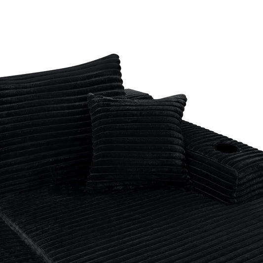 HouseOfZazla 126in Cloud sectional sofa black ribbed cushions on Tampa Home & Garden Store