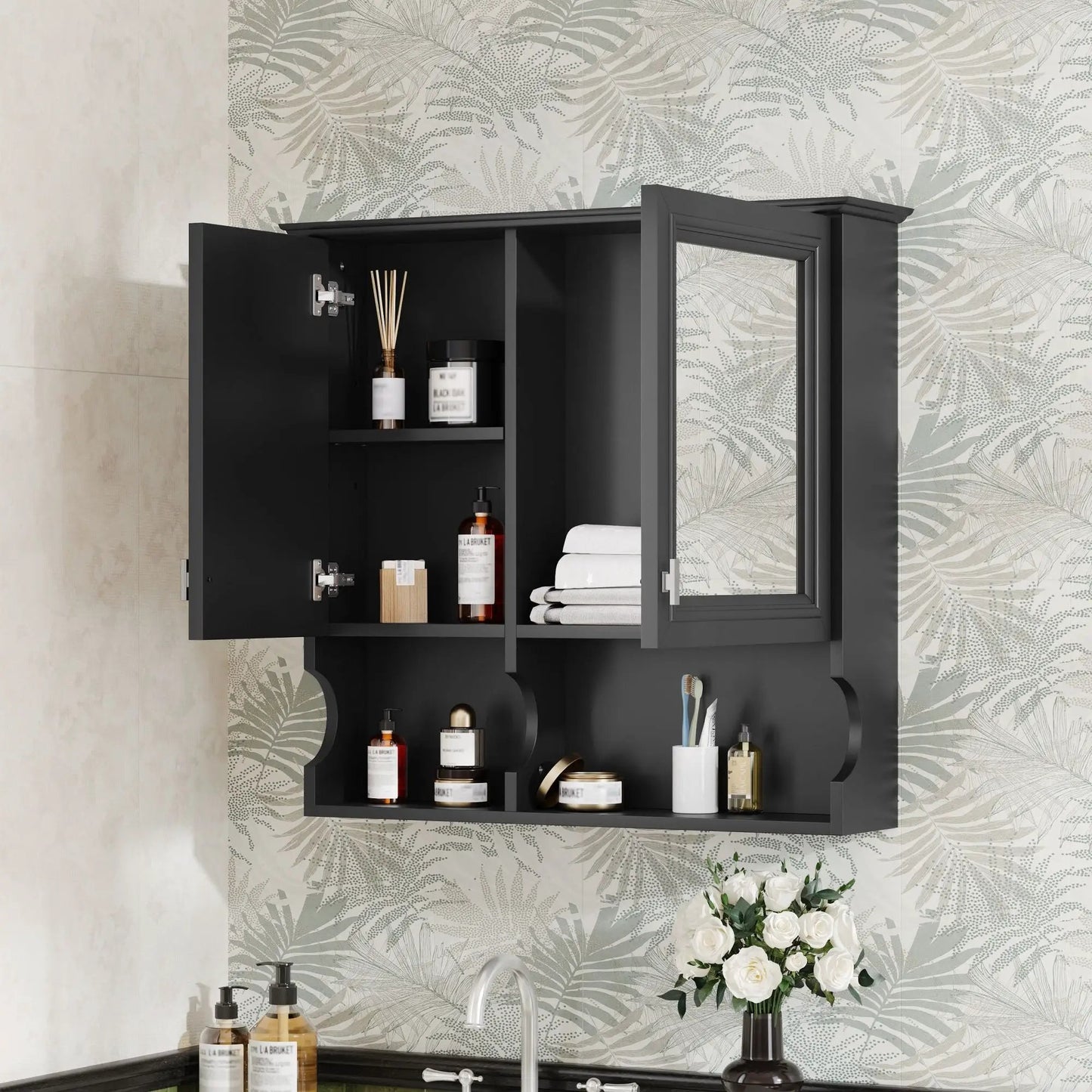 Wall Mounted Mirror Medicine Cabinet with Doors