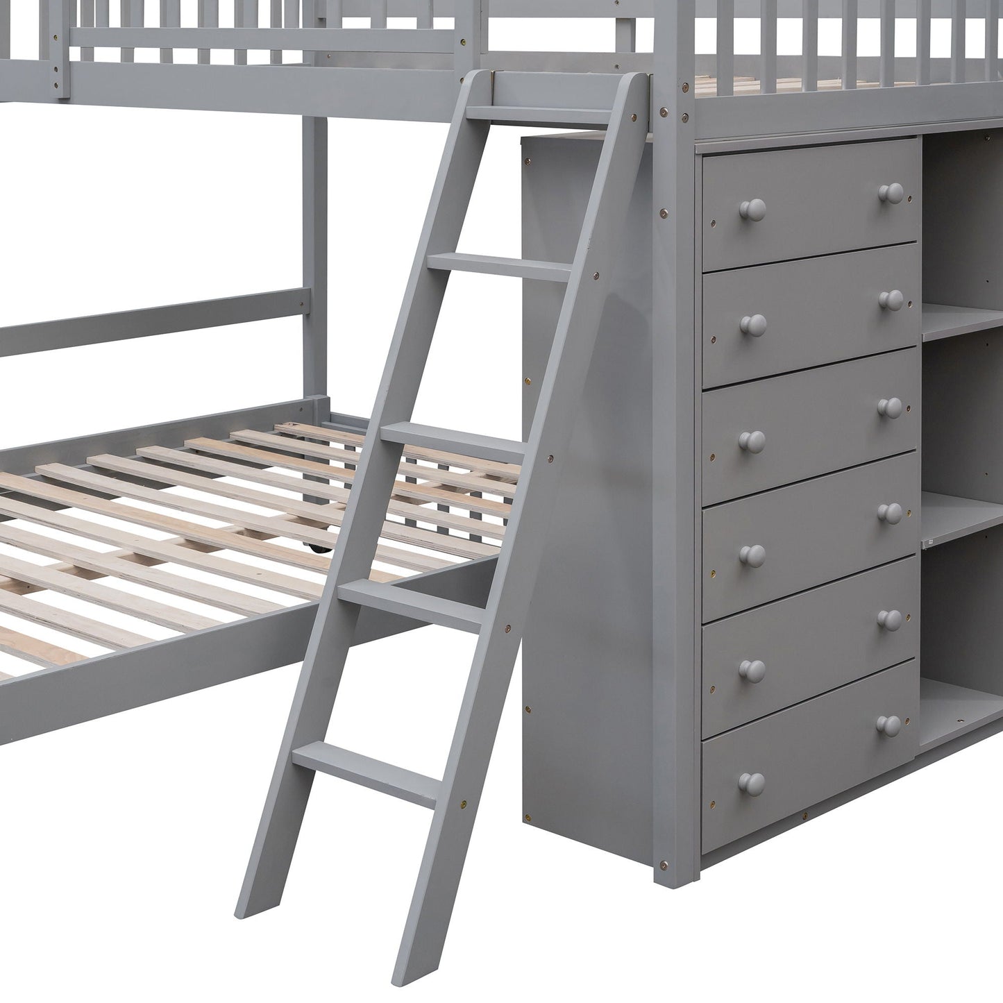 Bunk Bed With Six Drawers And Flexible Shelves