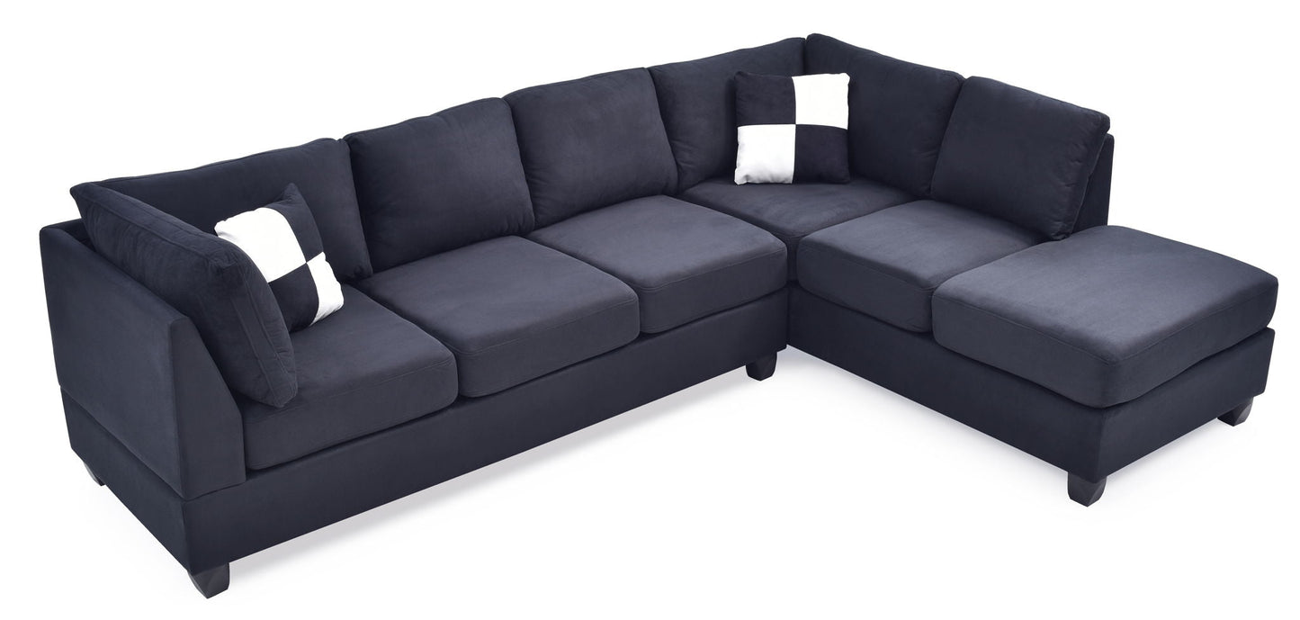 Malone Comfort Sectional by HouseOfZazla, navy blue fabric with right chaise cushions on Tampa Home & Garden Store