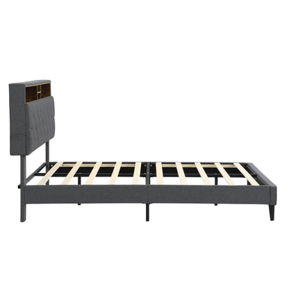 Modern Upholstered Platform Bed Frame With USB Ports