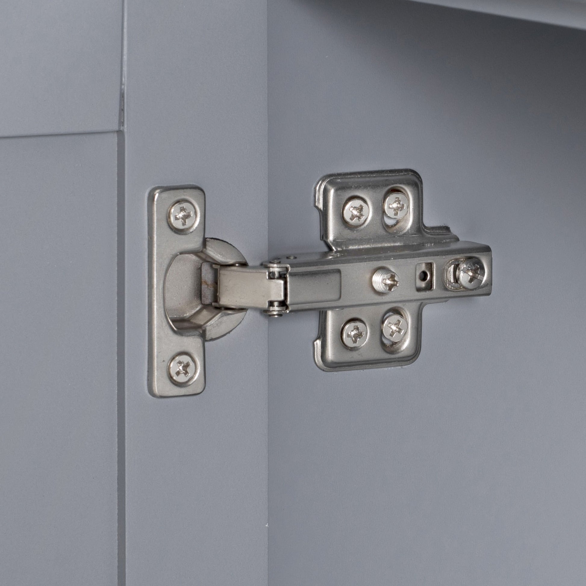 K&K Kitchen Island tilt-out trash can cabinet interior with gray metal hardware on Tampa Home & Garden Store