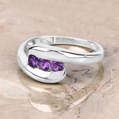Genuine amethyst ring in .925 sterling silver with 0.54ct total purple stones along the band on Tampa Home & Garden Store