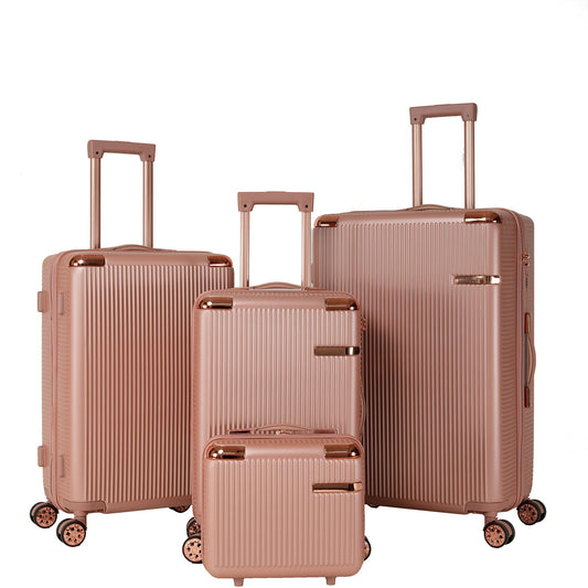 4-piece hard ABS luggage set rose gold by HouseOfZazla with 360° wheels on Tampa Home & Garden Store