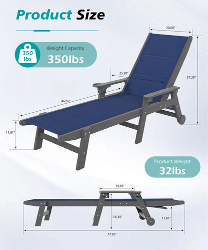 Set of Two Outdoor Pool Lounge Chairs for Patio
