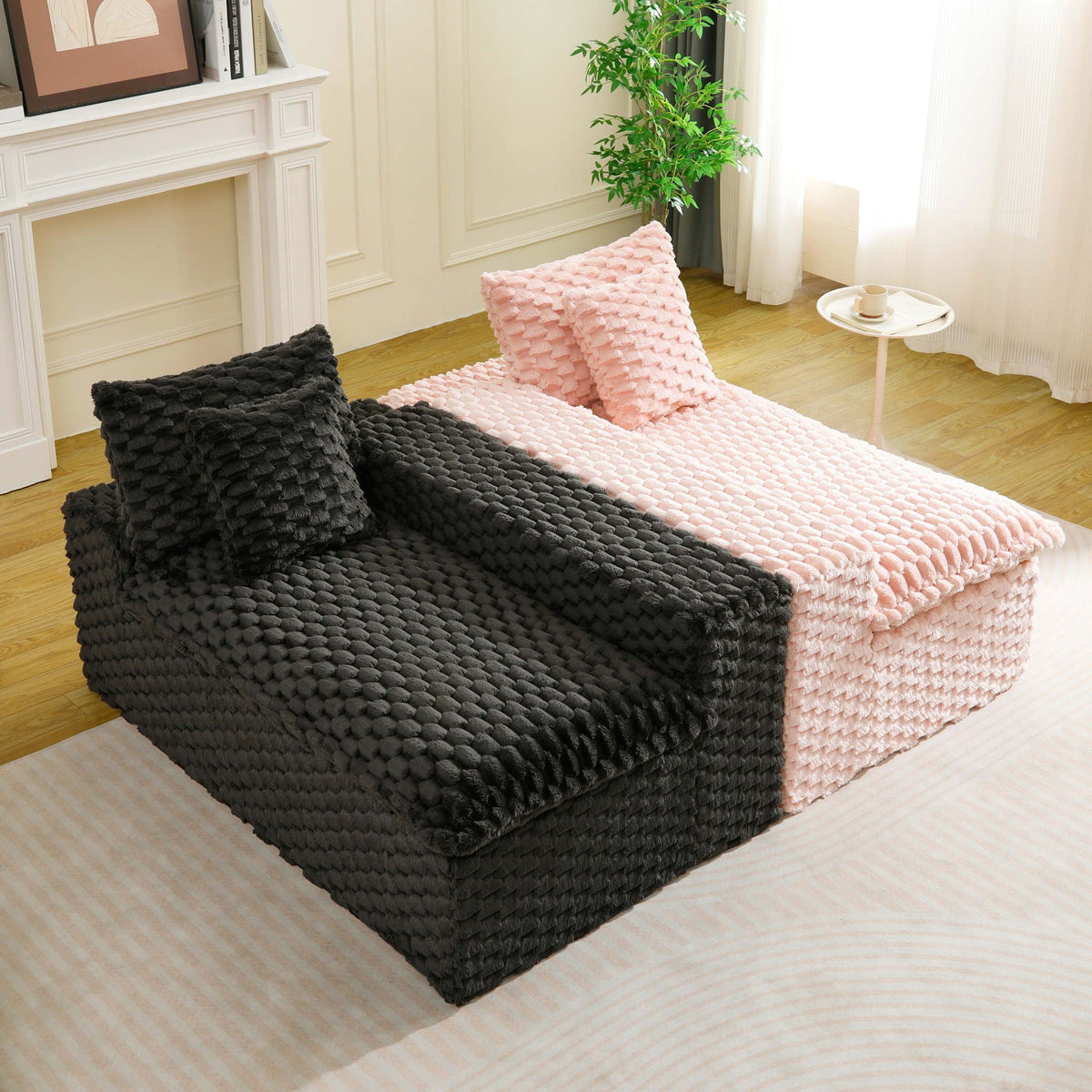 Modular Four Seater Sofa In Pink And Black