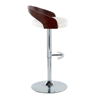 Contemporary adjustable barstool set with swivel, white cushion and rounded T footrest on Tampa Home & Garden Store
