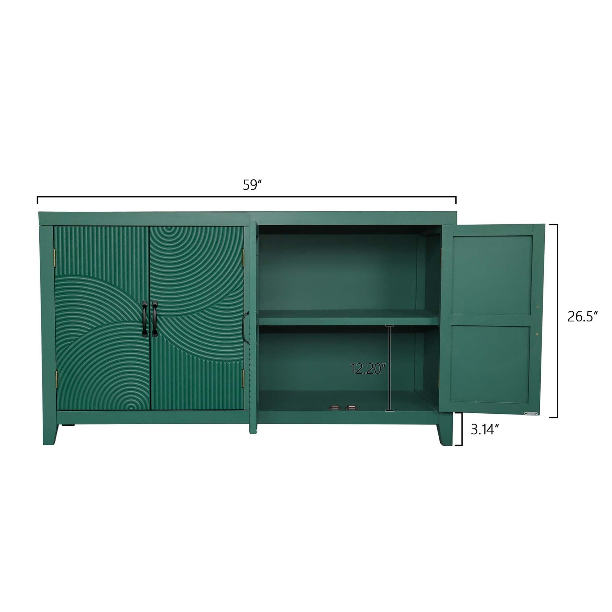 59in green accent cabinet with four doors mid-century modern HouseOfZazla buffet on Tampa Home & Garden Store
