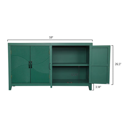 59in green accent cabinet with four doors mid-century modern HouseOfZazla buffet on Tampa Home & Garden Store