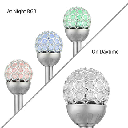 Three Solarek solar LED ball lights with RGB, IP44 waterproof landscape path lighting on Tampa Home & Garden Store