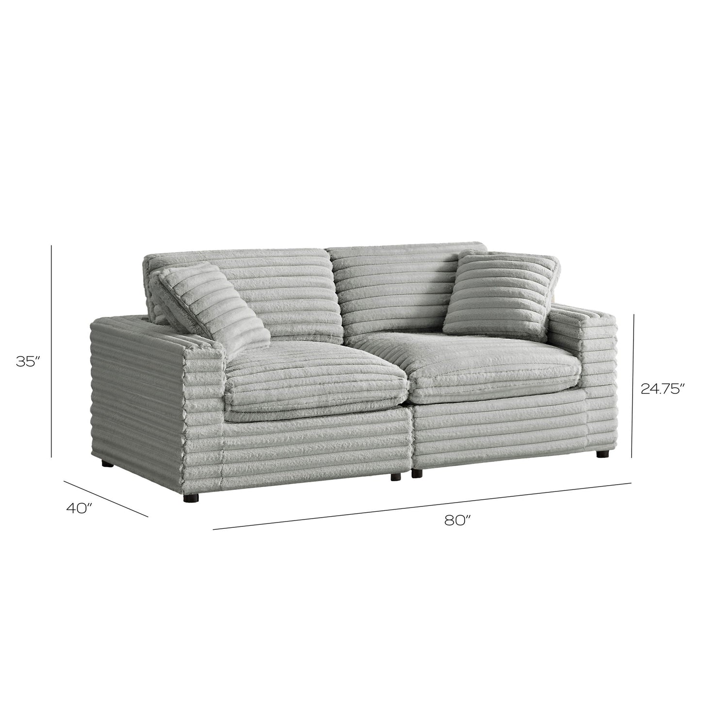 Jenny 2 Piece Sofa Sectional gray fabric by HouseOfZazla, stationary, 2-piece configuration on Tampa Home & Garden Store