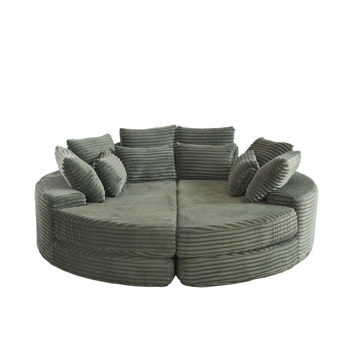 Round Oversized Sofa Bed with Throw Pillows