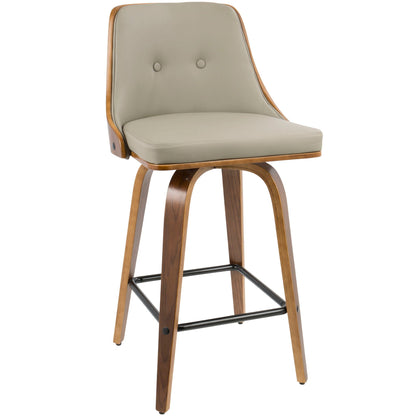 Mid Century Modern Counter Stool with Swivel beige upholstery bent wood frame on Tampa Home & Garden Store