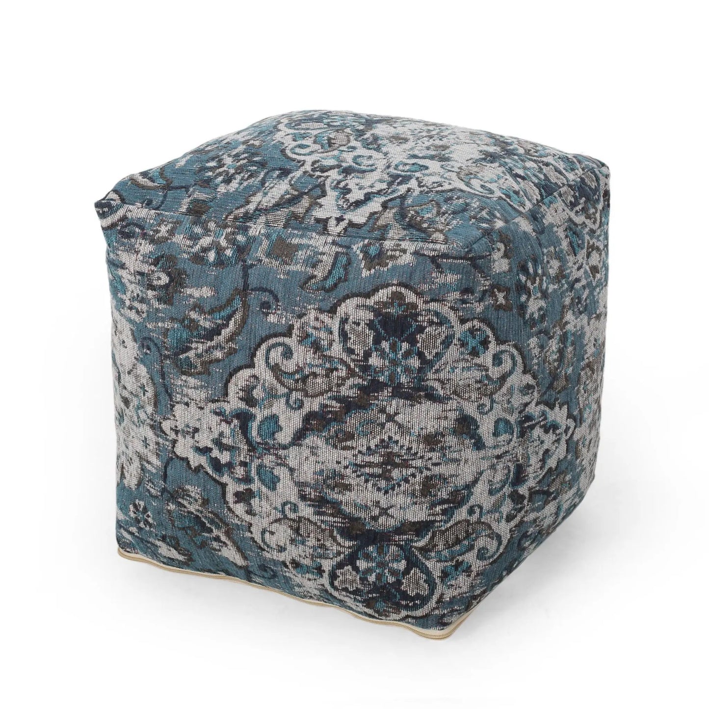 Anita square blue fabric pouf ottoman accent cushion by Unique Piece Furniture on Tampa Home & Garden Store
