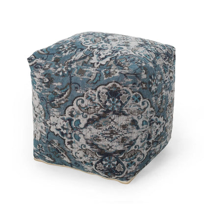 Anita square blue fabric pouf ottoman accent cushion by Unique Piece Furniture on Tampa Home & Garden Store