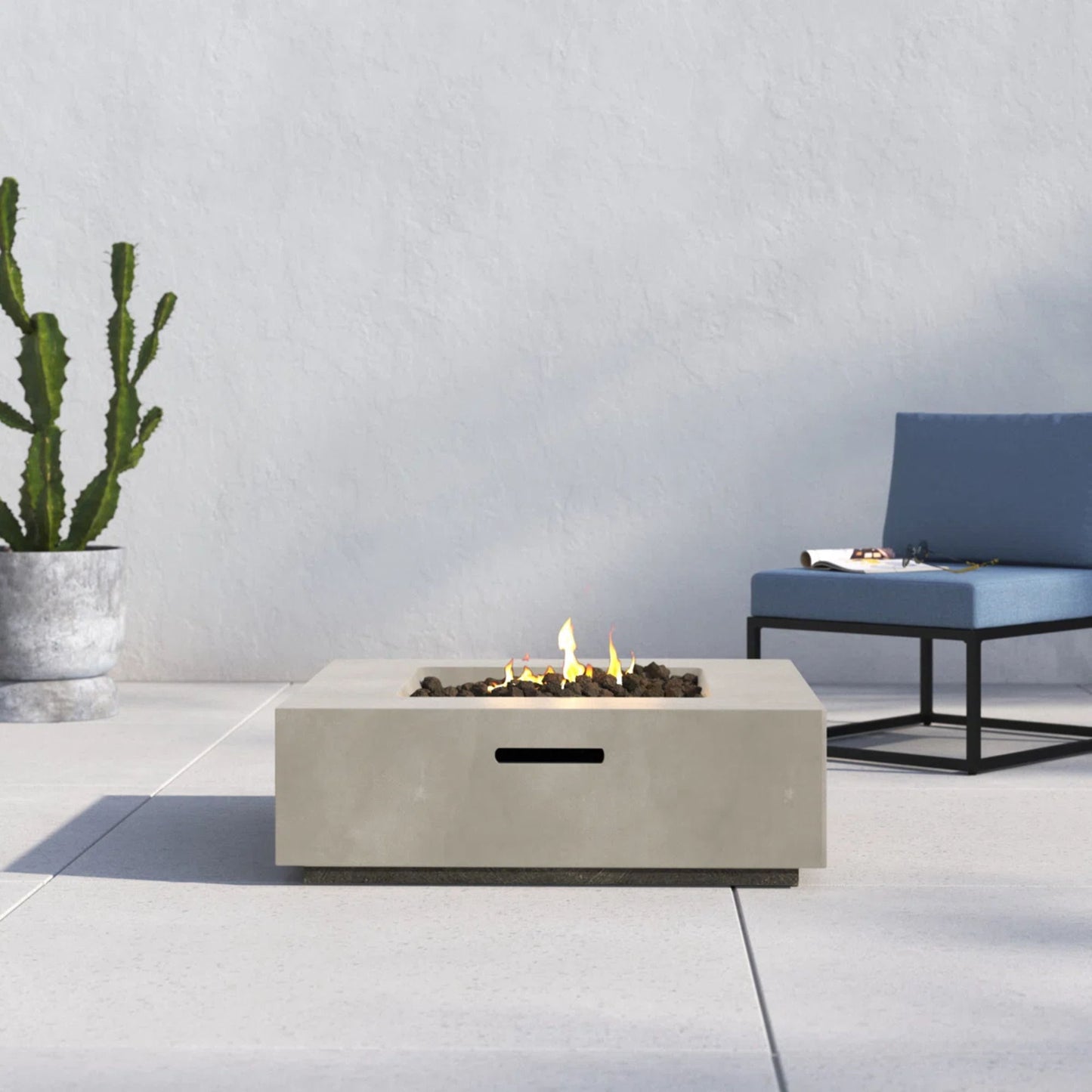 Modern Concrete Outdoor Fire Pit Table for Patio
