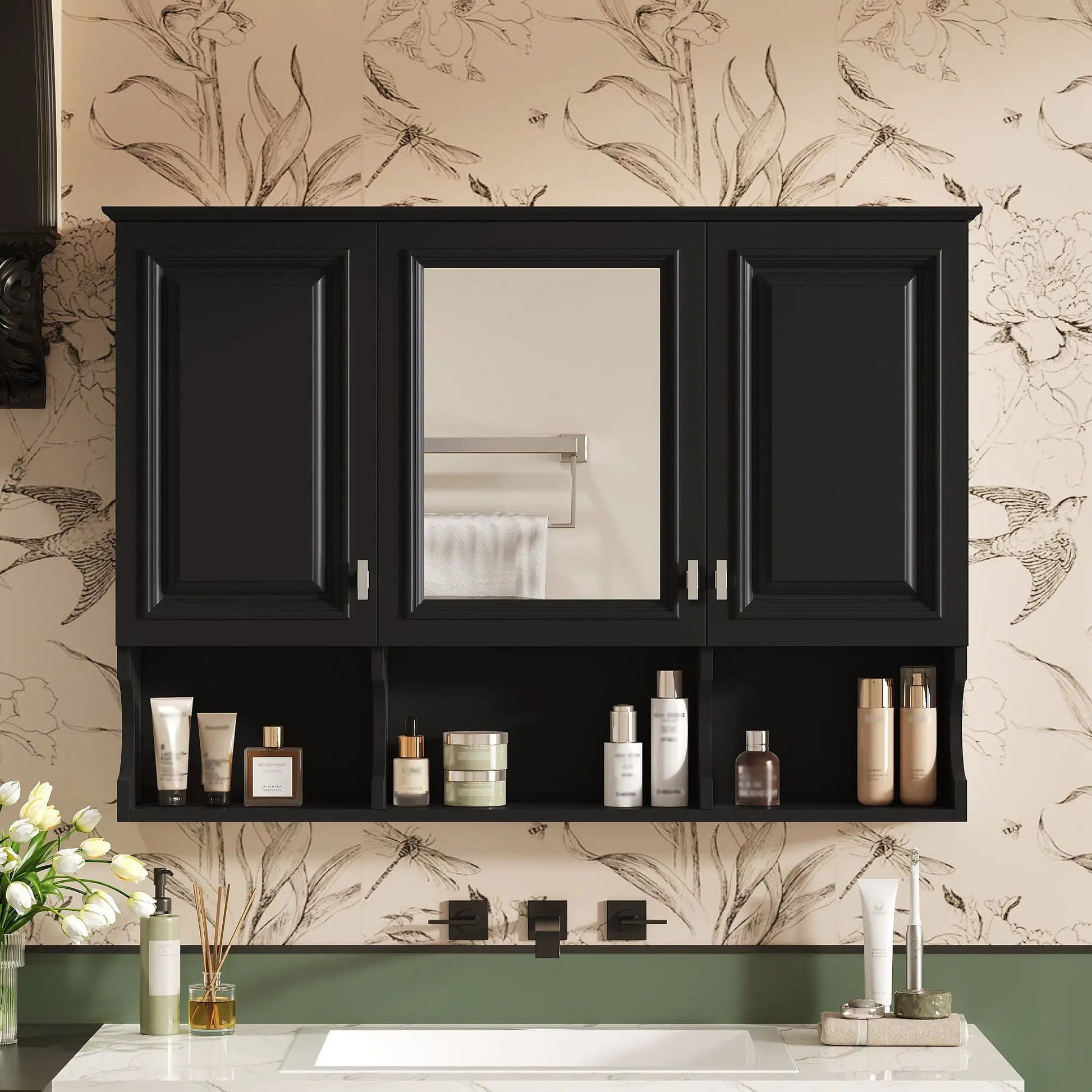 Wall mounted medicine cabinet with open shelves and adjustable interior by Unique Piece on Tampa Home & Garden Store