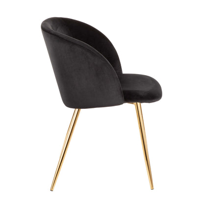 Contemporary padded chair set by HouseOfZazla with black velvet upholstery and gold legs on Tampa Home & Garden Store