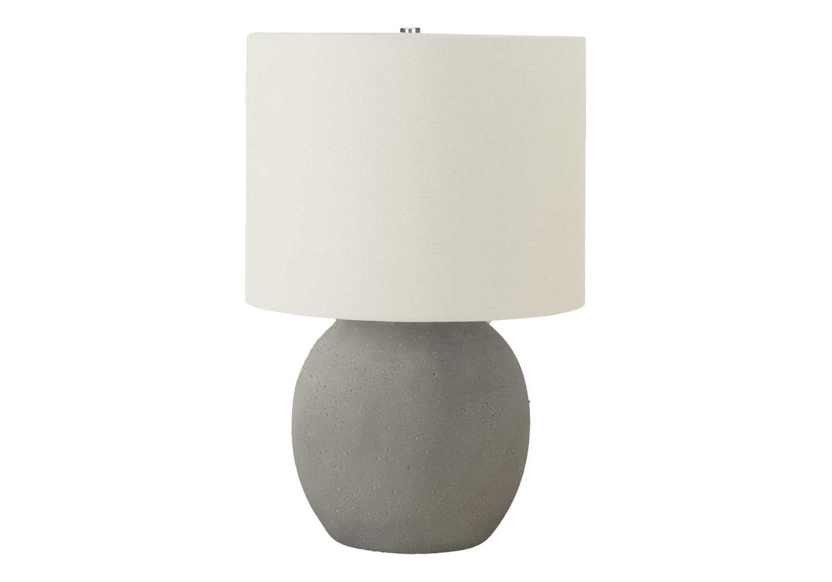 Table lamp with gray concrete base and cream linen shade by HouseOfZazla on Tampa Home & Garden Store