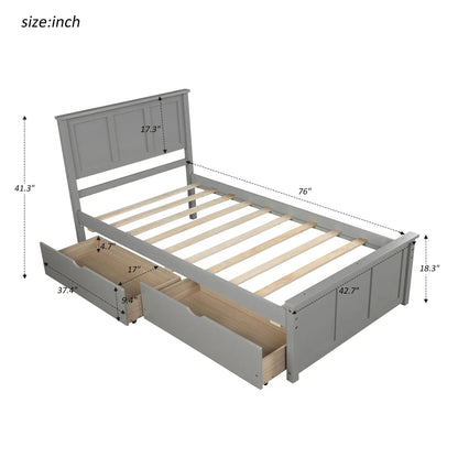 Platform storage bed with 2 wheel-base drawers, gray finish, Unique Piece Furniture on Tampa Home & Garden Store