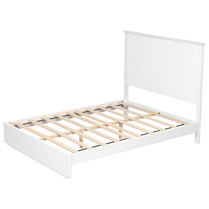 Sleek White Queen Bed Frame and Solid Wood Base