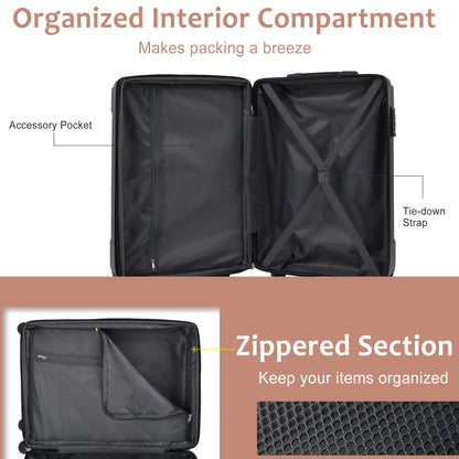 HouseOfZazla 3-Piece Expandable Hard Shell Luggage Set with TSA Lock, mesh pocket and cross straps on Tampa Home & Garden Store