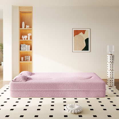 Modern Floor Sleeper Sofa Bed And Two Pillows