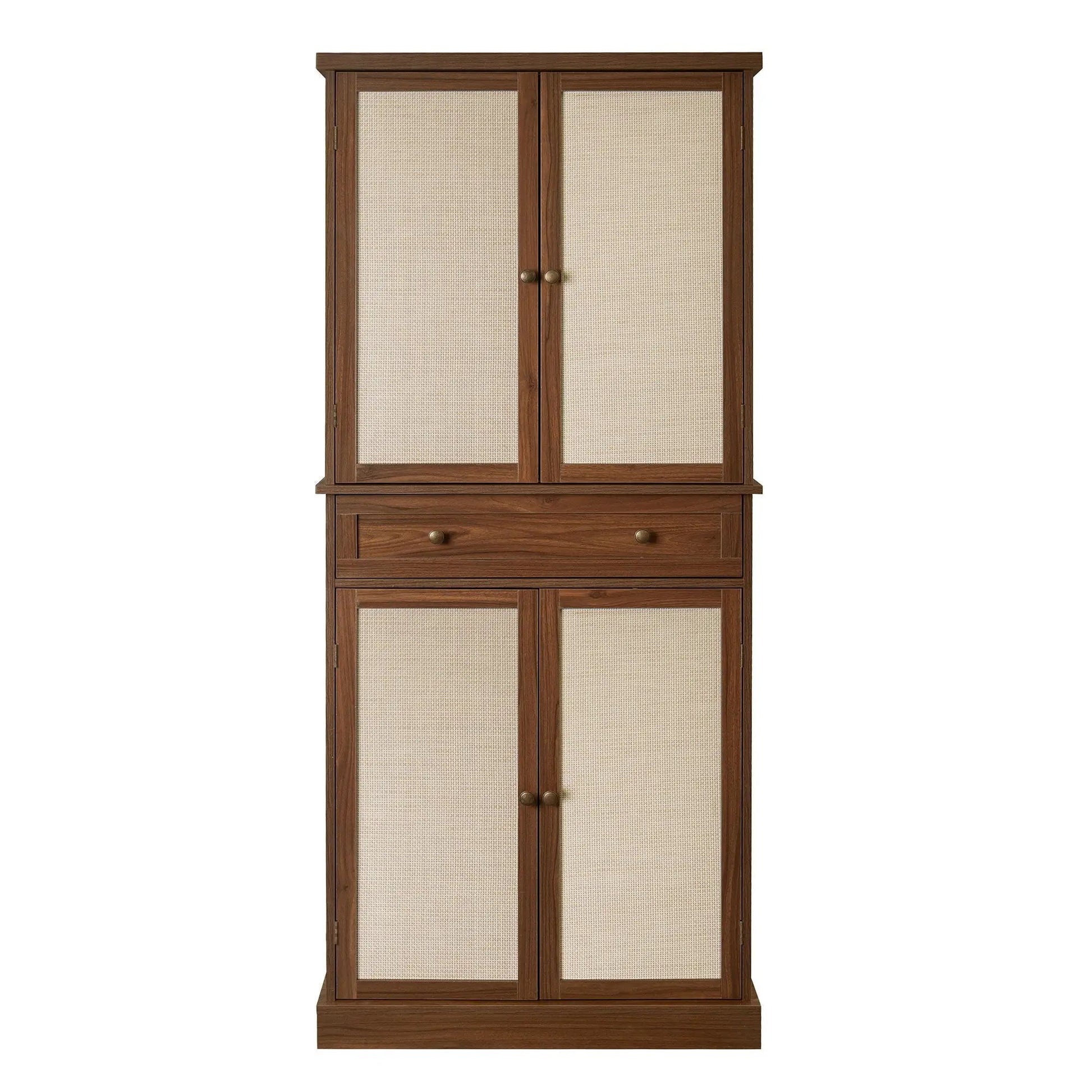 Accent cabinet by Unique Piece Furniture with warm wood finish and cane panel doors on Tampa Home & Garden Store