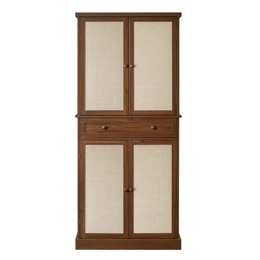 Accent cabinet by Unique Piece Furniture with warm wood finish and cane panel doors on Tampa Home & Garden Store
