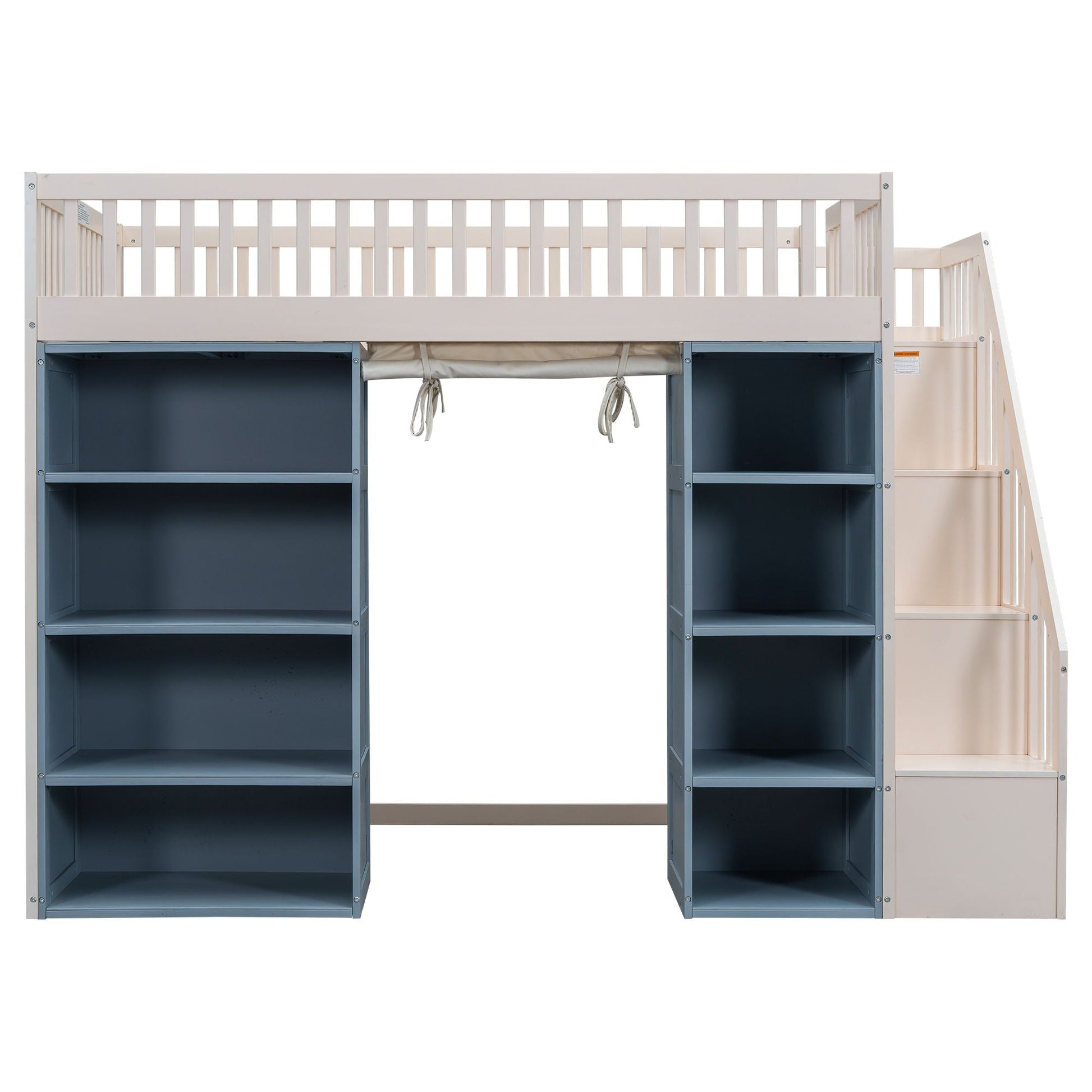 White full-size loft bed with built-in staircase and storage cabinets by HouseOfZazla on Tampa Home & Garden Store